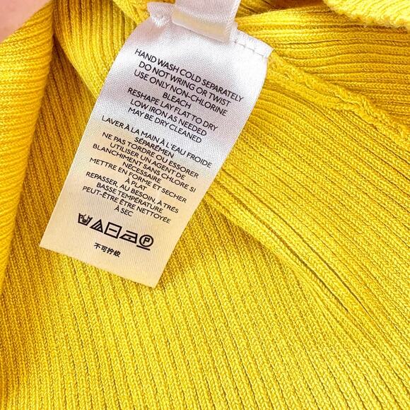 Anthropologie Sweetheart Ribbed Knit Sweater | Chartreuse Size‎ M - Picture 3 of 7